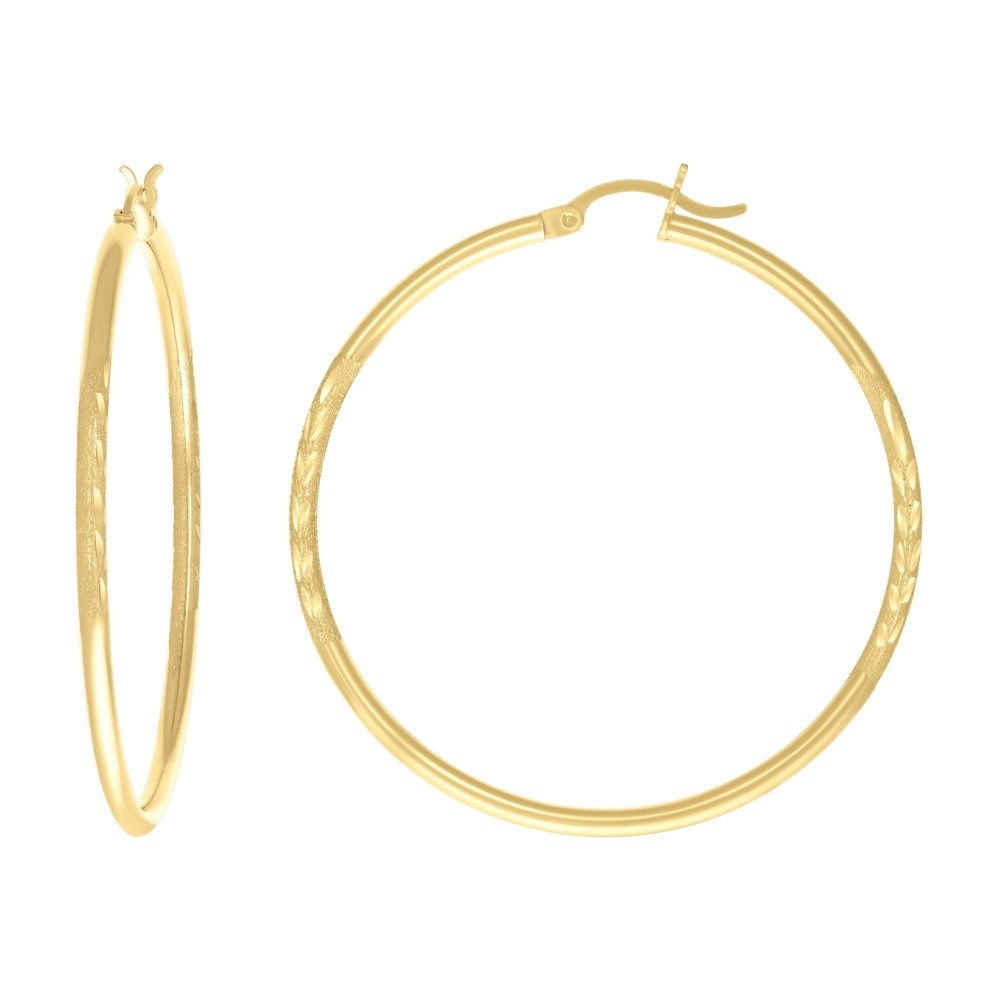 10kt 10k Yellow Gold Womens Diamond-Cut 40 mm x 2 mm Round Tube Hoop Earrings